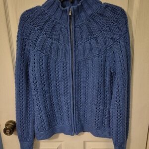 Talbots Blue Cowl Neck Cardigan Sweater
